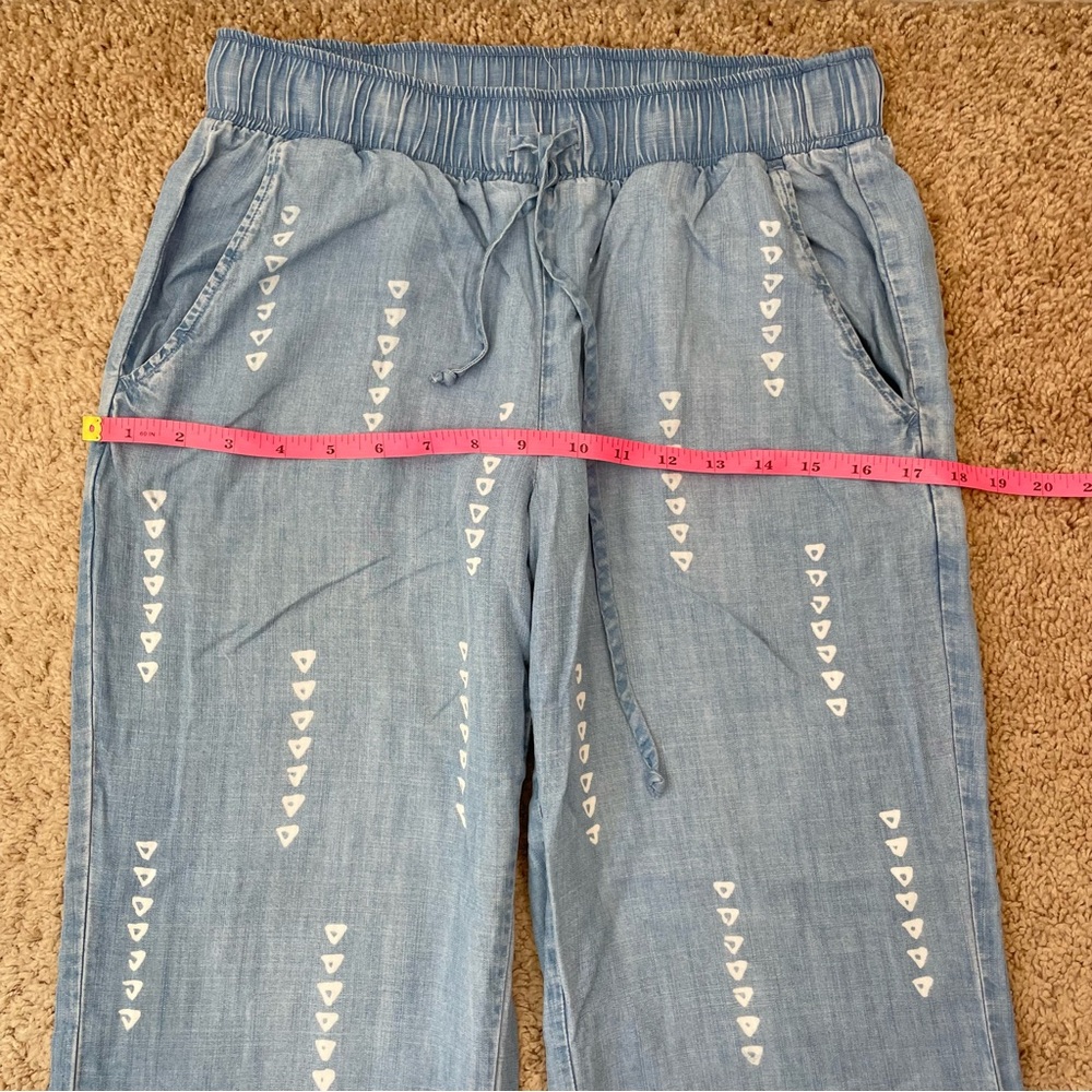 Anthropologie Cloth & Stone Chambray Wide-Leg Split Hem Pull-On Pants Size Small - Picture 13 of 16
